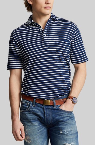 Classic fit črtasta polo majica