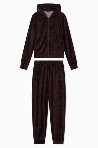 Chenille tracksuit with a full zip and logo