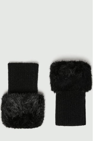 Faux-fur trimmed hand warmers
