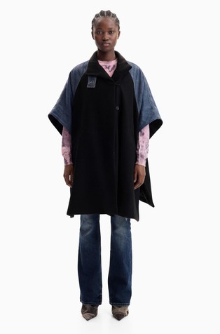 Mix-material poncho
