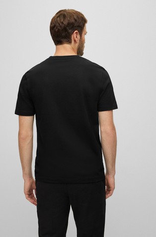 HUGO BOSS Bubble-jacquard structure T-shirt in a cotton blend Black 2