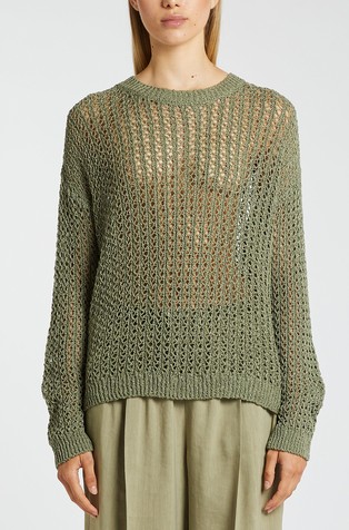 Monochrome perforated-knit cotton jumper