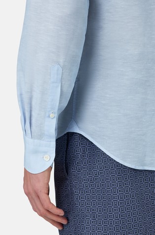BOGGI MILANO Regular fit srajca iz mešanice tencela in lana Modra - Light Blue 3
