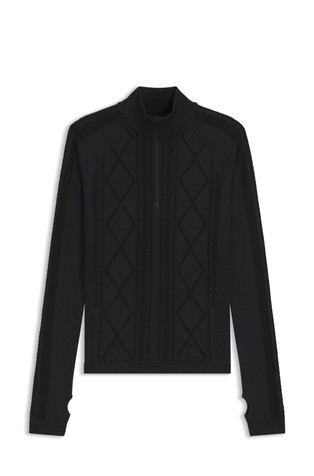 BOSS Ski majica z delno zadrgo iz volnene mešanice