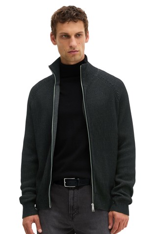 Stand-Up Collar Cardigan in Cotton-blend