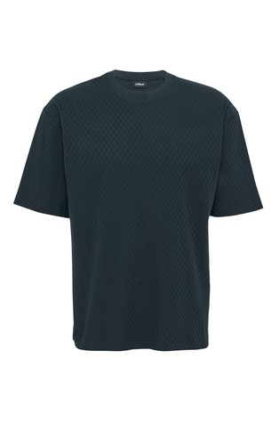 S.OLIVER Relaxed fit teksturirana bombažna majica Modra - Blue 3