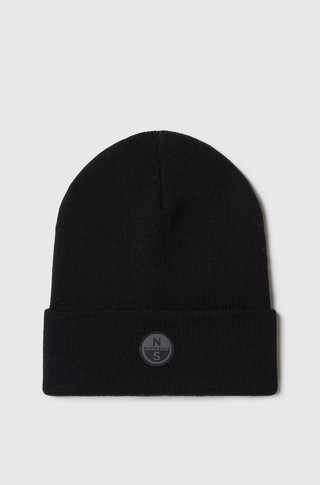 Knit beanie with logo patch