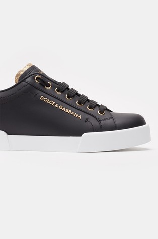DOLCE &amp; GABBANA Portofino usnjene superge z logotipom Črna - Black 5