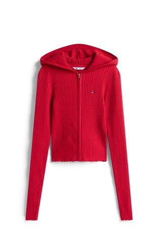 Essential zipper hooded cardigan