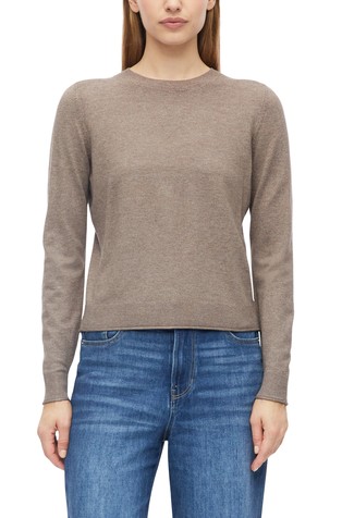 Regular-fit knit sweater with rolled hem
