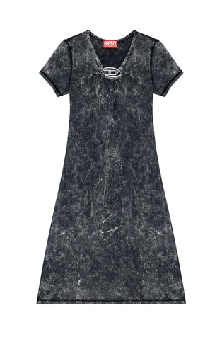 DIESEL Ribbed dress with metal Oval D plaque Dark Grey 4