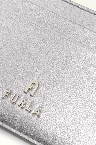 FURLA Denarnica za kartice s kovinskim leskom Srebrna - Silver 4