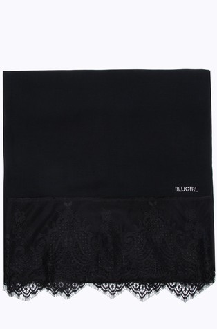 BLUGIRL Modal-silk scarf with lace Black 2