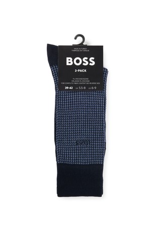 HUGO BOSS Paket 2 parov nogavic iz bombažne mešanice Modra - Dark Blue 3