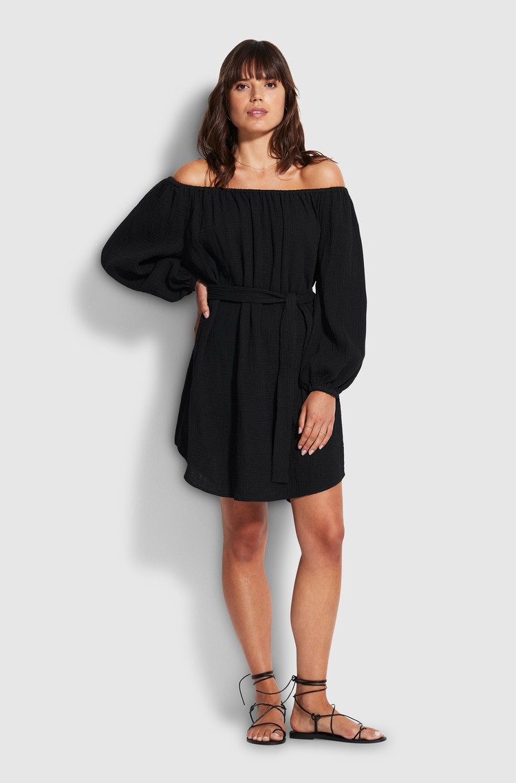 SEAFOLLY Double Cloth Summer Cover Up Black 