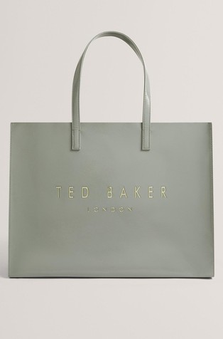 Faux Patent Leather Wide Tote Bag