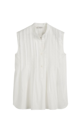 MARC O'POLO Relaxed sleeveless blouse made from cotton voile White Cotton 4