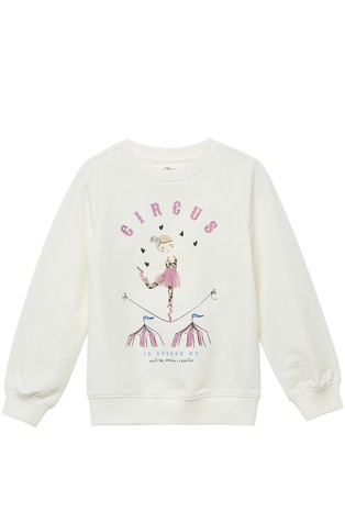 Bombažen pulover s svetlečim potiskom in 3D aplikacijo