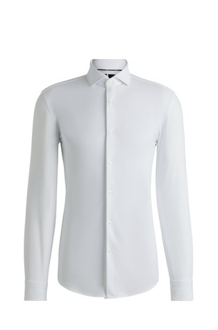 Slim fit srajca iz strukturiranega performance-stretch jerseya
