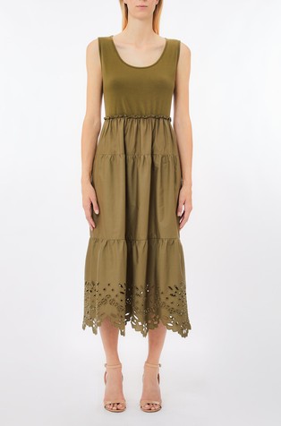 Flared dress with perforations