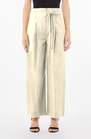 Cotton trousers with thin belt fastening