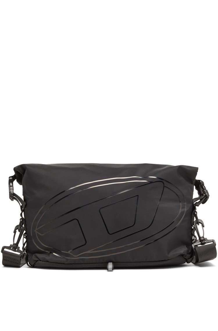 DIESEL Drape-Nylon crossbody bag with Oval D print Black 