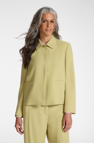 Boxy fit srajčna jakna iz krep tkanine