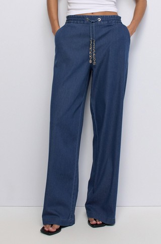 Lahke denim hlače z elastičnim pasom