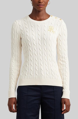 Pleten bombažen pulover z dekorativnimi gumbi