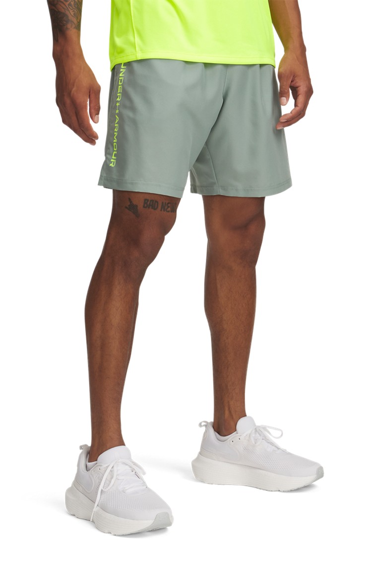 UNDER ARMOUR Woven Wordmark Shorts Silica Green / High Vis Yellow 