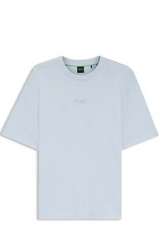 Oversize fit bombažna majica s kratkimi rokavi in logo detajlom