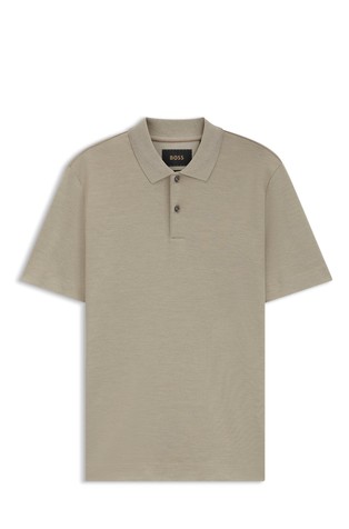 Regular fit polo majica iz mešanice bombaža in svile