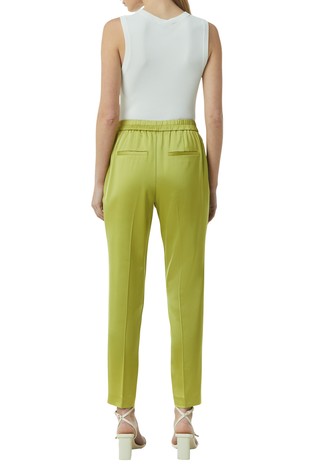 COMMA Ankle-length satin cigarette trousers Olive 2