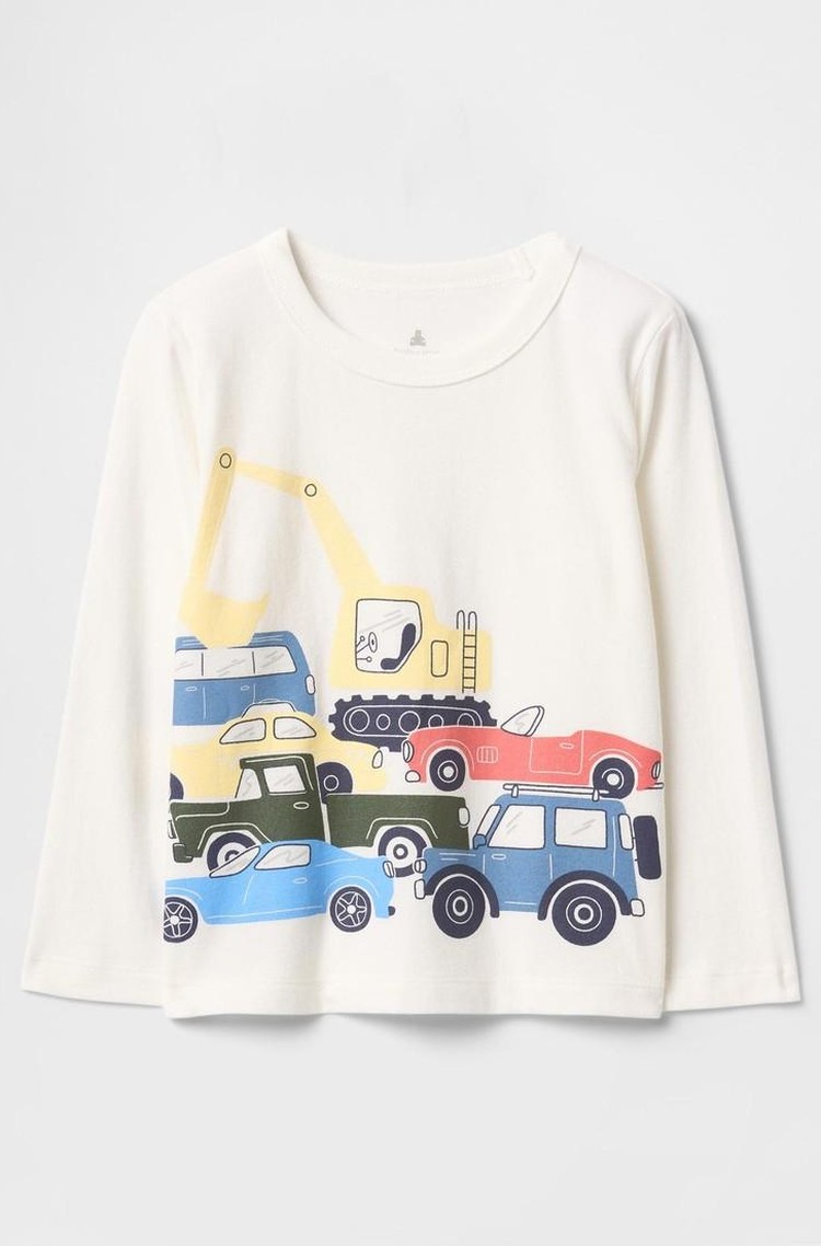GAP Majica z dolgimi rokavi za malčke Bela - New Off White 