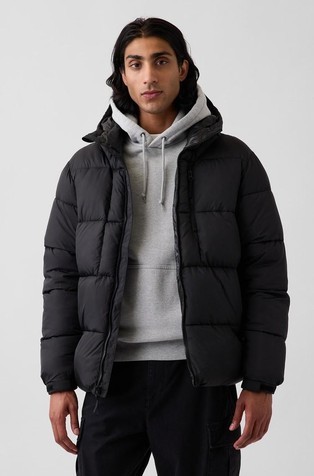 Recycled Heavyweight Puffer Jacket With Hood