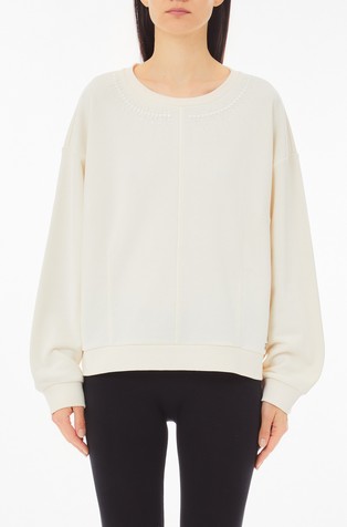 Cotton-blend sweatshirt with rhinestones