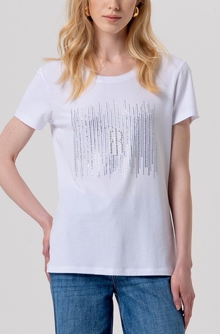 Regular fit majica iz modalne mešanice z okrasnimi kamenčki