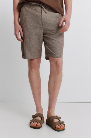 Cotton and linen comfort slim fit Bermuda shorts
