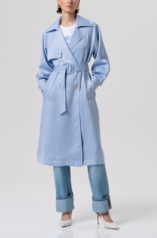 Regular fit satenast trenčkot s pasom