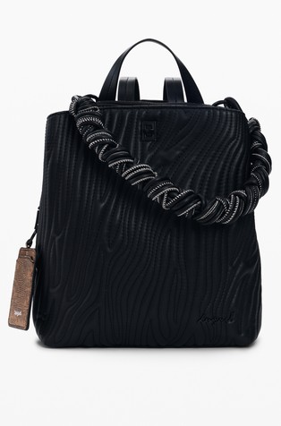 Small backpack with quilting and removable card holder