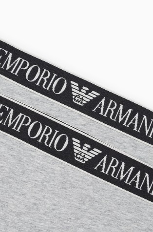 EMPORIO ARMANI Paket 2 spodnjih hlačk iz organskega bombaža z logo pasom Siva - Gray 2