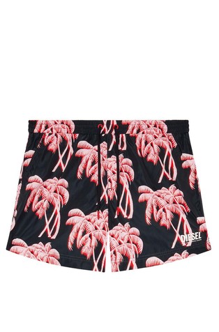 DIESEL Mid-length swim shorts with palm print Pink/Black 5