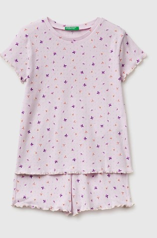 Žakarska bombažna pižama s kratkimi rokavi in vzorcem