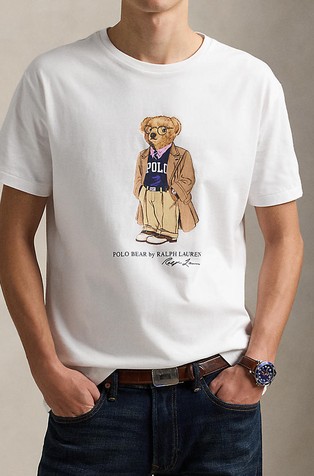RALPH LAUREN Custom Slim Fit Polo Bear Jersey T-shirt Pf25 White Hrtg Bear 3