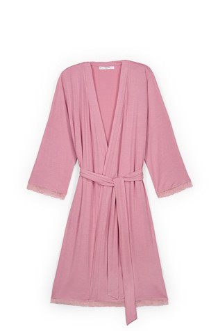 Stretch viscose maternity robe with belt