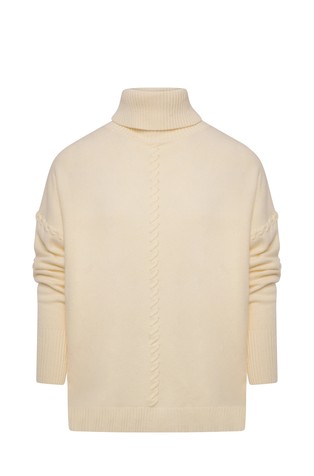 Oversized fit pleten pulover s puli ovratnikom