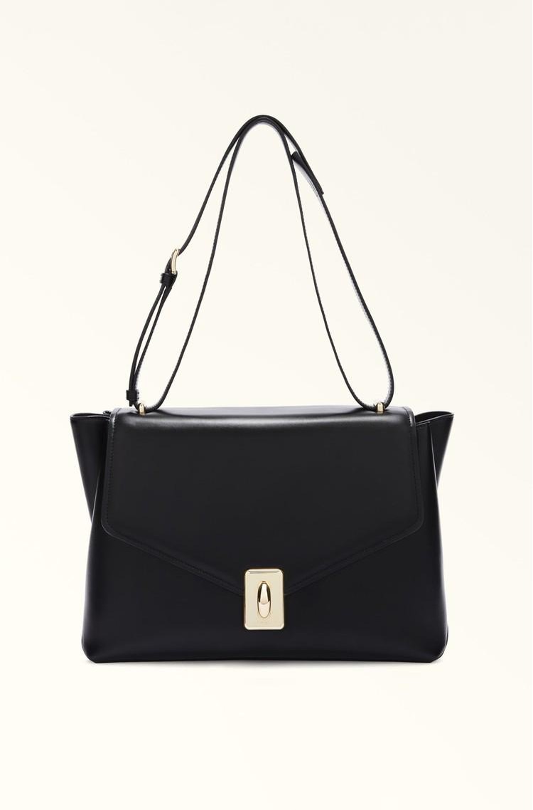 FURLA Usnjena torbica za čez ramo Črna - Black 
