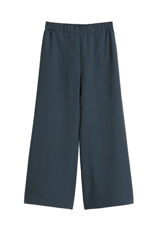 Široke cropped hlače iz mešanice Tencel™ liocela in lana