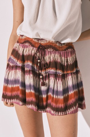 Tie-dye viscose shorts