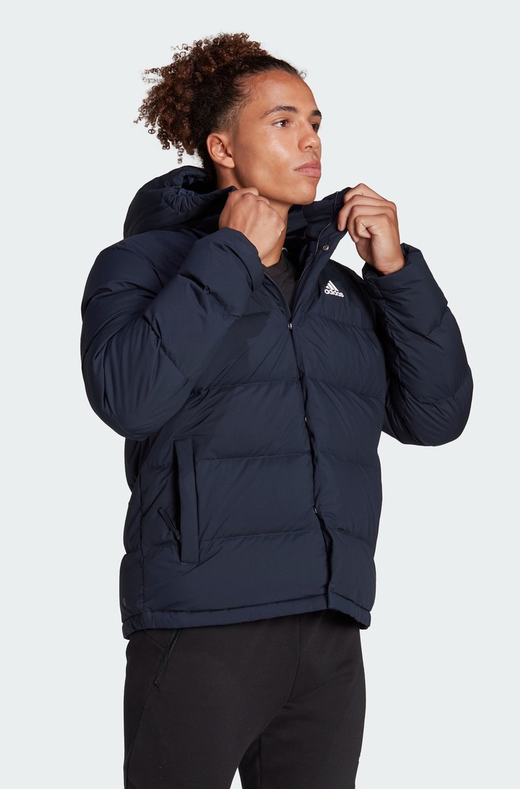 ADIDAS Helionic puhovka s kapuco Modra - Blue 